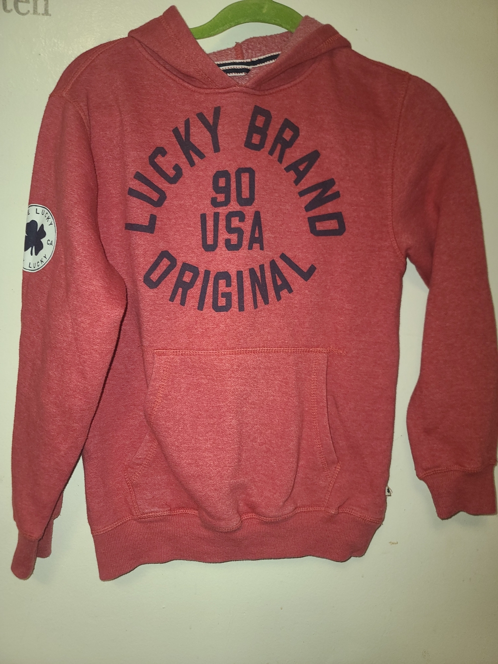 Lucky Brand Men’s Red Pullover Hoodie - Original 90 USA